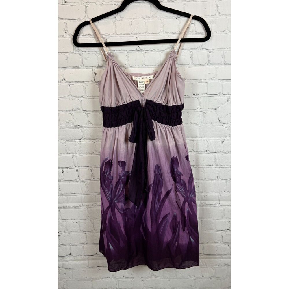 MAX STUDIO purple lilac spaghetti strap sleeveless floral dress size XS
